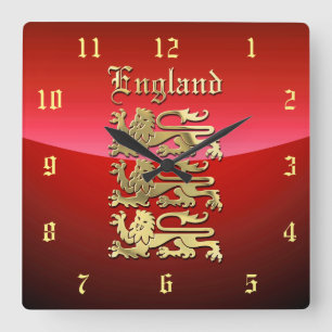 Richard the Lionheart's Royal Arms of England Square Wall Clock