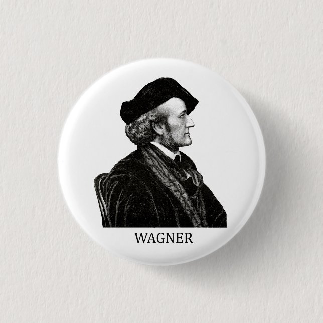 Richard Wagner, black 3 Cm Round Badge (Front)