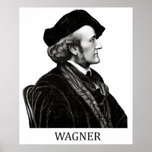 Richard Wagner, black Poster