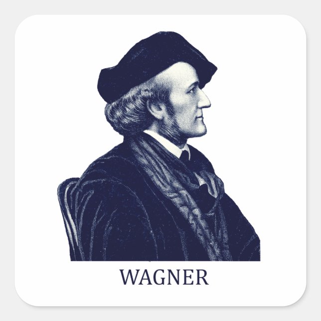 Richard Wagner, blue Square Sticker (Front)