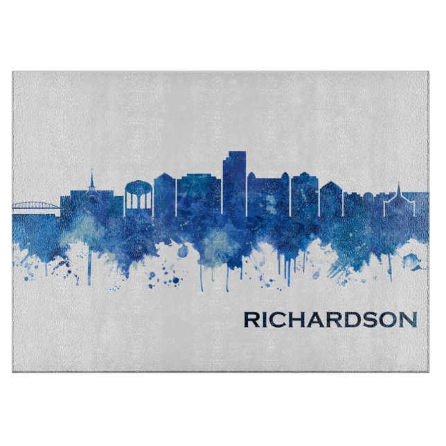Richardson Texas Skyline Blue Cutting Board (Front)
