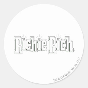 Richie Rich Logo - B&W Classic Round Sticker