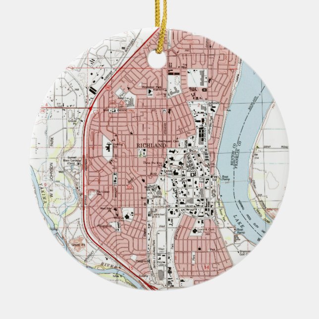 Richland Washington Map (1992) Ceramic Tree Decoration (Front)