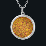 richly coloured abstract art design yellow,orange silver plated necklace<br><div class="desc">This richly toned abstract art design has an Indian folk vibe to it. Great alone,  or as a backdrop for a name, phrase or photo.</div>