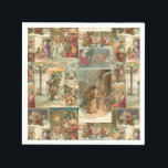 Richly-Detailed Vintage Father Christmas Collage Napkin<br><div class="desc">Elegant richly-detailed and intricate vintage holiday collage featuring seamless pattern of restored Victorian Christmas cards with scenes of Father Christmas in the snow,  with children,  with angels and in his sleigh with gold and silver highlights and embellishments.</div>