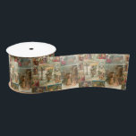 Richly-Detailed Vintage Father Christmas Collage Satin Ribbon<br><div class="desc">Elegant richly-detailed and intricate vintage holiday collage featuring seamless pattern of restored Victorian Christmas cards with scenes of Father Christmas in the snow,  with children,  with angels and in his sleigh with gold and silver highlights and embellishments.</div>
