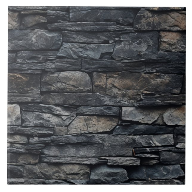 Richly Layered Stone Wall Ceramic Tile (Front)