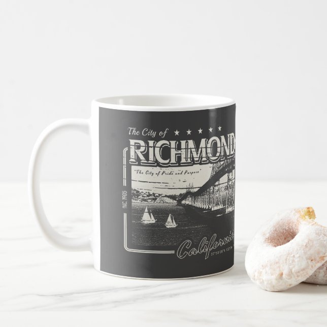 RICHMOND CALIFORNIA - RICHMOND SAN RAFAEL BRIDGE COFFEE MUG (With Donut)