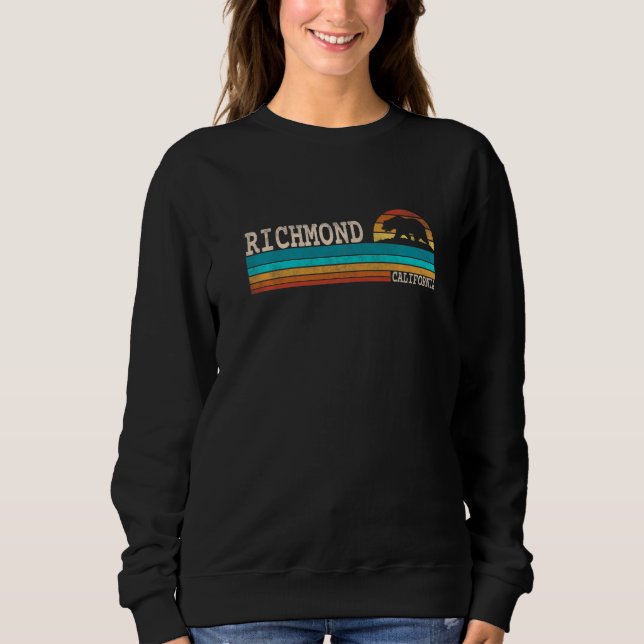 Richmond California State Bear Retro Sunset   Sweatshirt (Front)