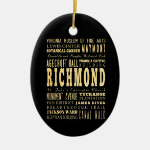 Richmond City if Virginia Typography Art Ceramic Ornament