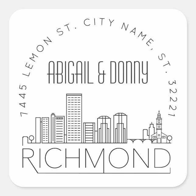 Richmond Destination Wedding Square Sticker (Front)