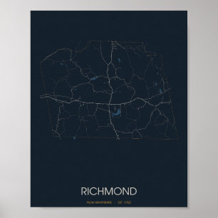 Richmond New Hampshire Street Map Poster (Night)