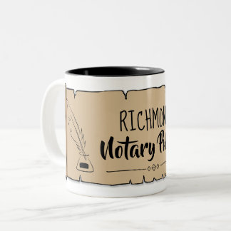 Richmond Notary Public Scroll Feather Quill Two-Tone Coffee Mug
