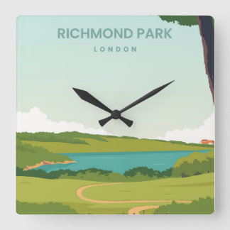 Richmond Park London Square Wall Clock