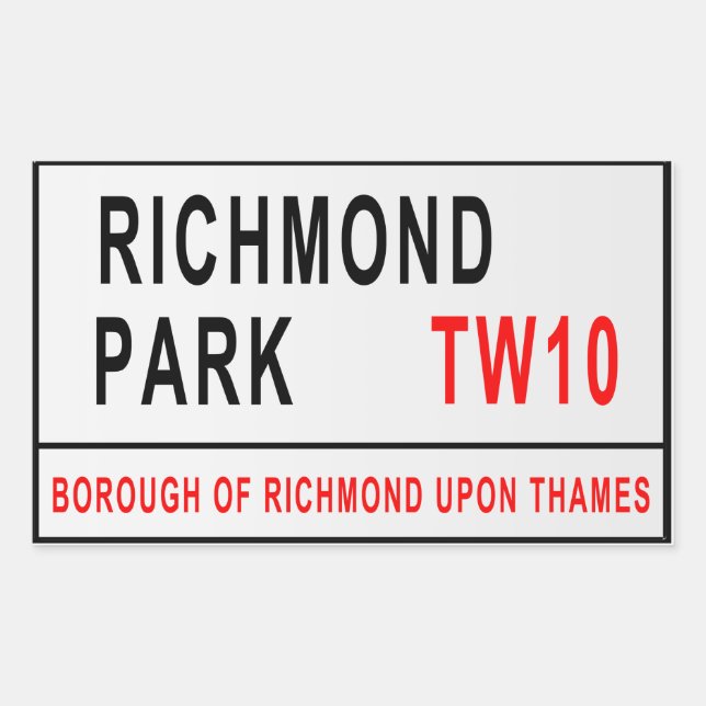 Richmond Park London Street Sign Rectangular Sticker (Front)
