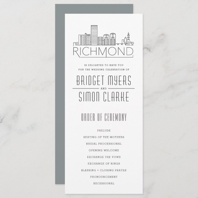 Richmond Stylised Skyline | Wedding Program (Front/Back)