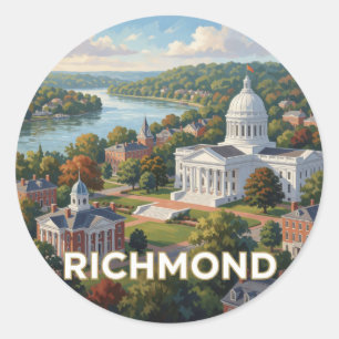 Richmond Virginia Capital Historic River Travel Classic Round Sticker