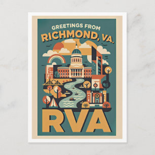 Richmond Virginia RVA Retro Travel Postcard 