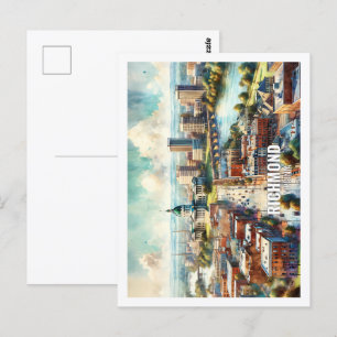Richmond Virginia USA Famous Place watercolor Postcard