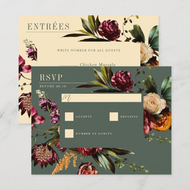 Richness of Spring Colourful Green Wedding RSVP Card (Front/Back)