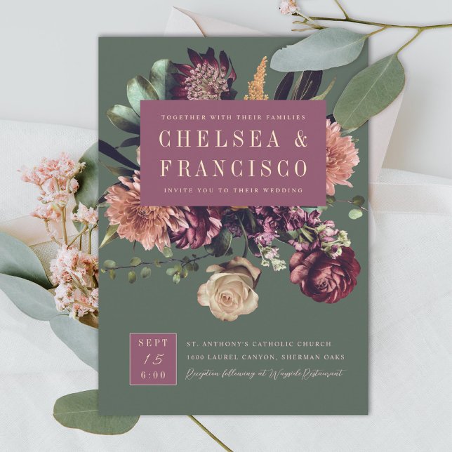 Richness of Spring Colourful Purple Green Wedding Invitation (Creator Uploaded)