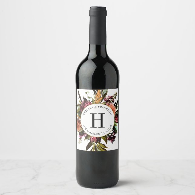 Richness of Spring Colourful Wedding Wine Label (Front)