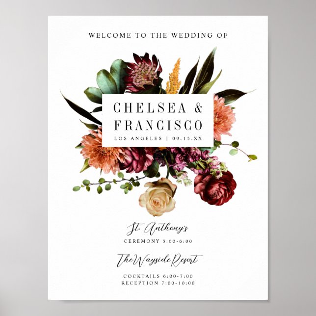 Richness of Spring Floral Wedding Welcome Poster (Front)
