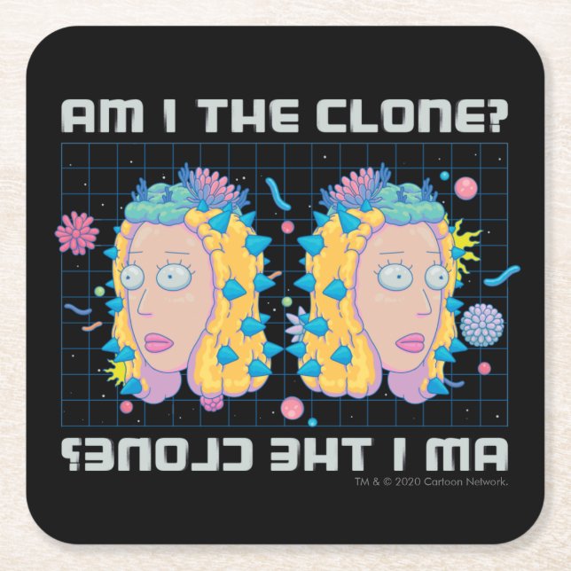 RICK AND MORTY™ | Am I The Clone? Square Paper Coaster (Front)