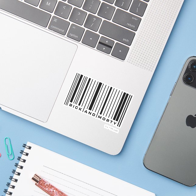 Rick and Morty Bar Code Graphic (Laptop w/ iPhone)