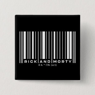 Rick and Morty Bar Code Graphic 15 Cm Square Badge