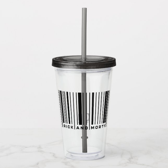 Rick and Morty Bar Code Graphic Acrylic Tumbler (Front)