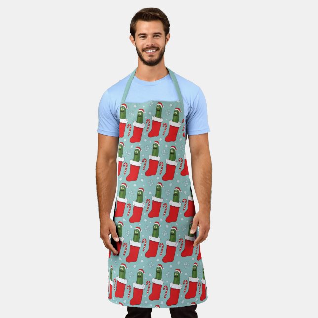 Rick and Morty | Christmas Pickle Rick Pattern Apron (Worn)