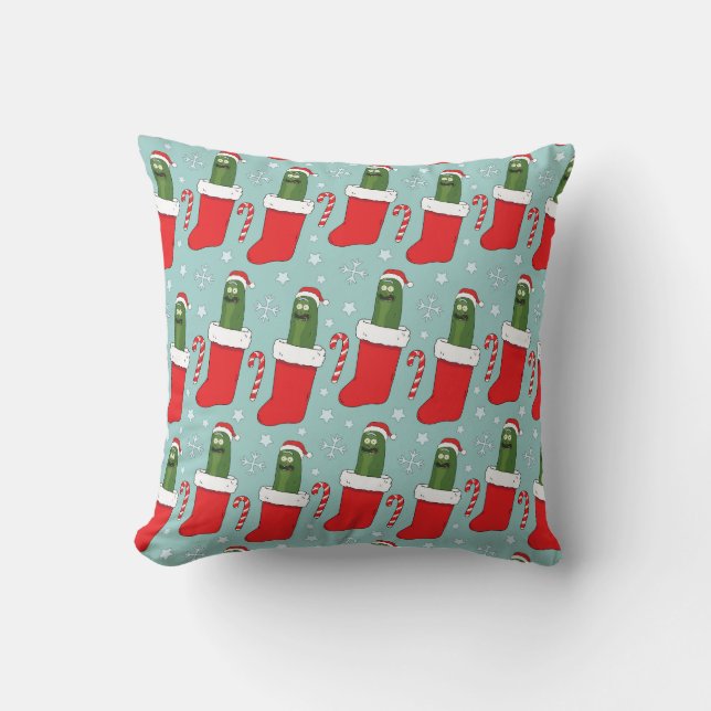 Rick and Morty | Christmas Pickle Rick Pattern Cushion (Front)