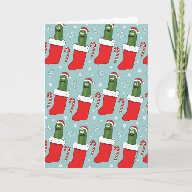 Rick and Morty | Christmas Pickle Rick Pattern Holiday Card (Front)