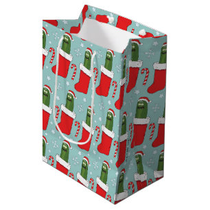 Rick and Morty Christmas Pickle Rick Pattern Medium Gift Bag