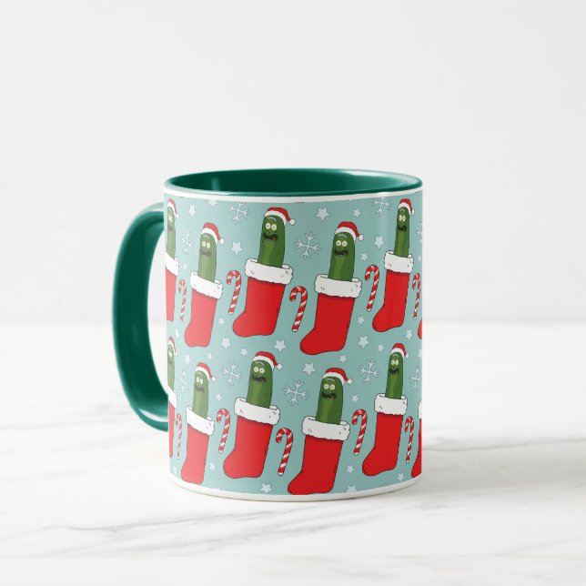 Rick and Morty | Christmas Pickle Rick Pattern Mug (Front Left)