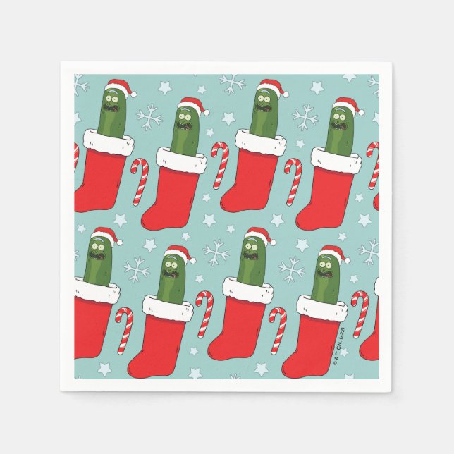Rick and Morty | Christmas Pickle Rick Pattern Napkin (Front)