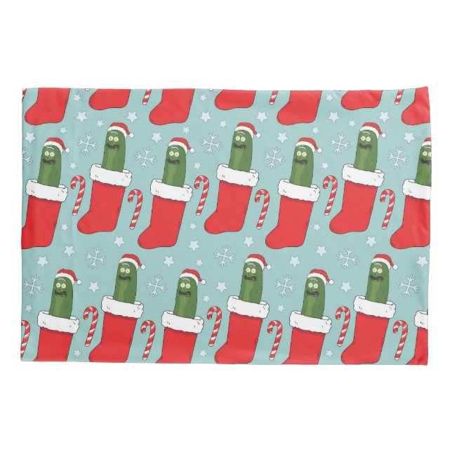Rick and Morty | Christmas Pickle Rick Pattern Pillowcase (Back)