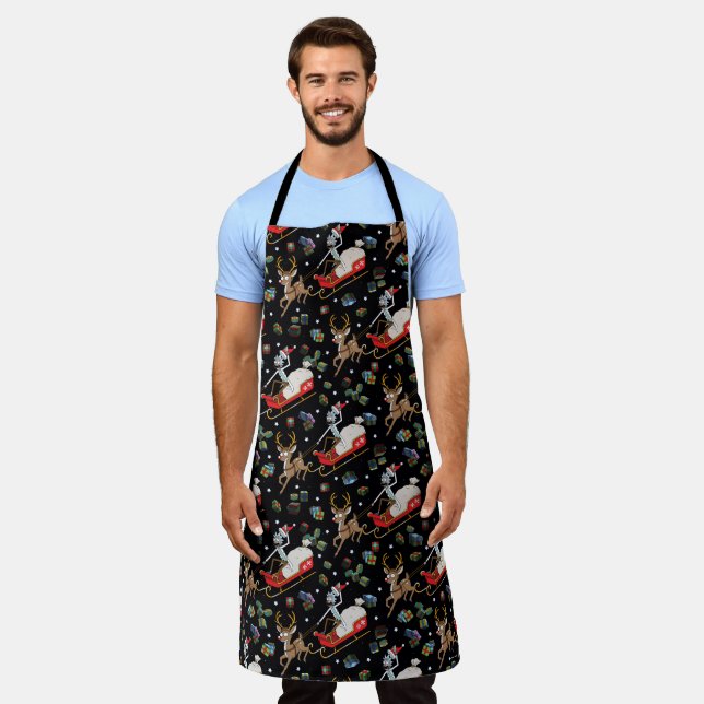 Rick and Morty | Christmas Reindeer Sleigh Pattern Apron (Worn)