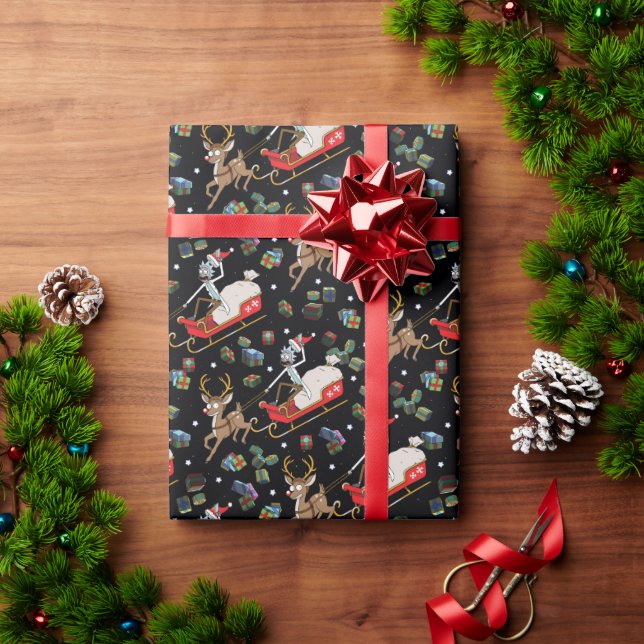 Rick and Morty | Christmas Reindeer Sleigh Pattern Wrapping Paper (Holiday Gift)