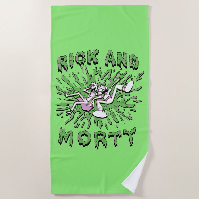RICK AND MORTY™ | Falling Into Acid Vat Beach Towel (Front)