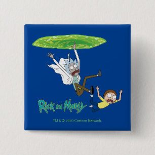 RICK AND MORTY™   Falling Out Of Portal 15 Cm Square Badge