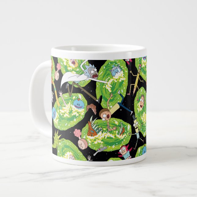 RICK AND MORTY™ | Falling Through Portals Pattern Large Coffee Mug (Front Left)