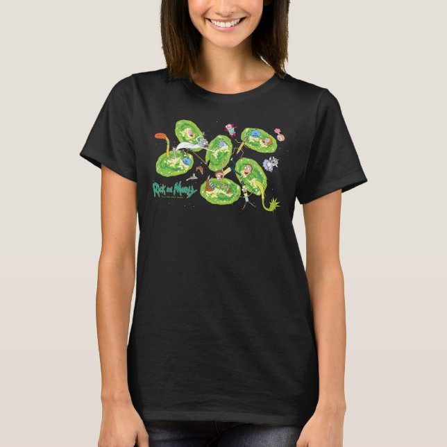 RICK AND MORTY™ | Falling Through Portals Pattern T-Shirt (Front)
