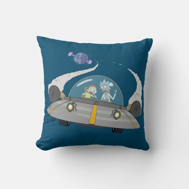 RICK AND MORTY™ | Flying Off In Space Ship Cushion (Front)