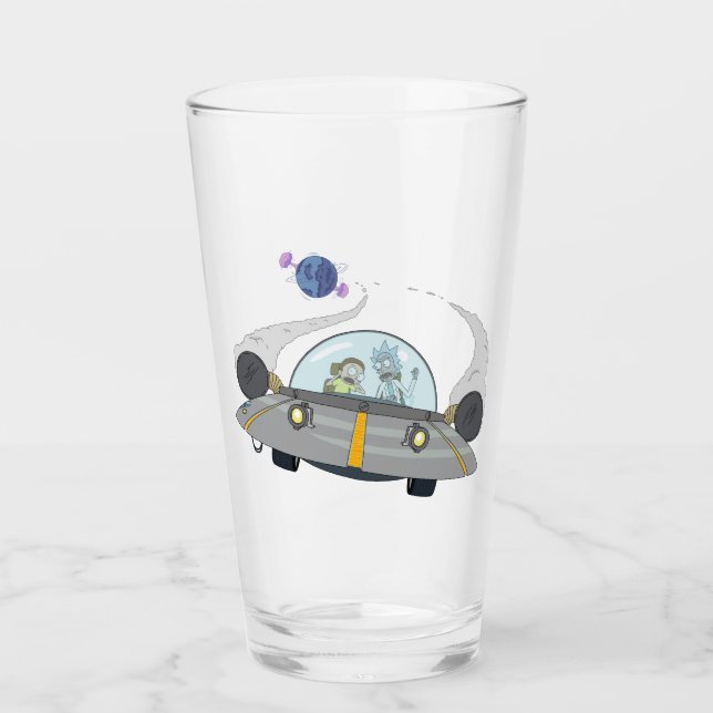 RICK AND MORTY™ | Flying Off In Space Ship Glass (Front)