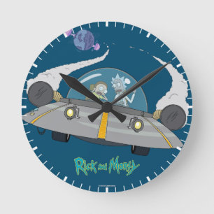 RICK AND MORTY™   Flying Off In Space Ship Round Clock
