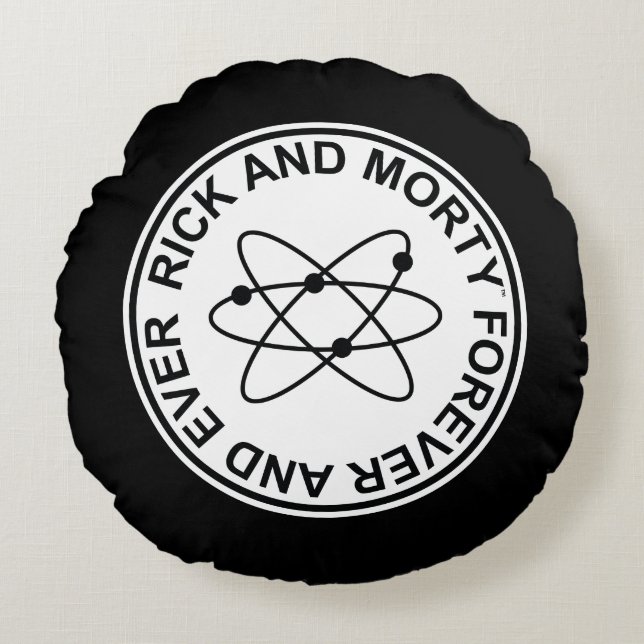 Rick and Morty Forever and Ever Atomic Badge Round Cushion (Front)