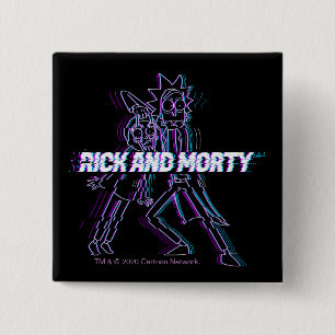 RICK AND MORTY™   Glitched Rick And Morty 15 Cm Square Badge