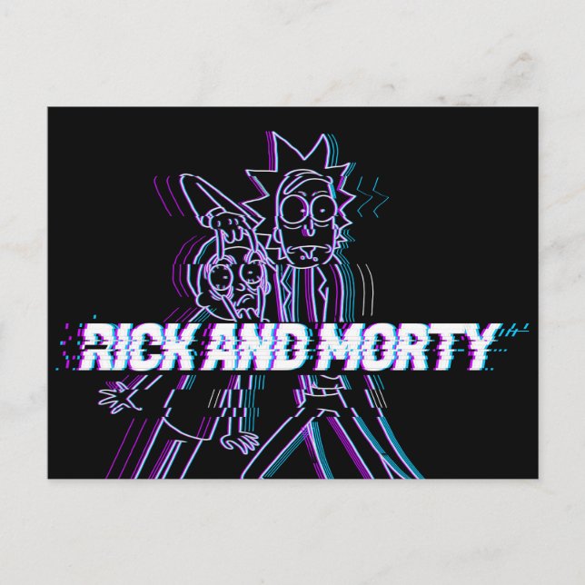 RICK AND MORTY™ | Glitched Rick And Morty Invitation Postcard (Front)